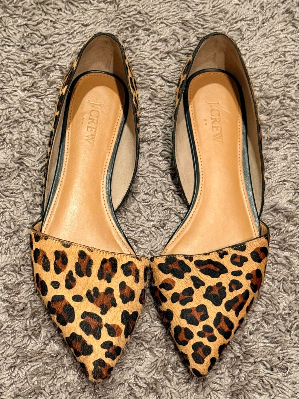 J. Crew Zoe D'Orsay Leopard Print Calf Hair Pointed-Toe Flats - Picture 4 of 7